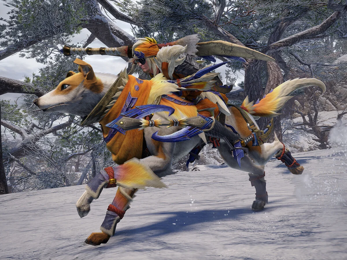Captura oficial: cazador montado en un Canyne en la nieve